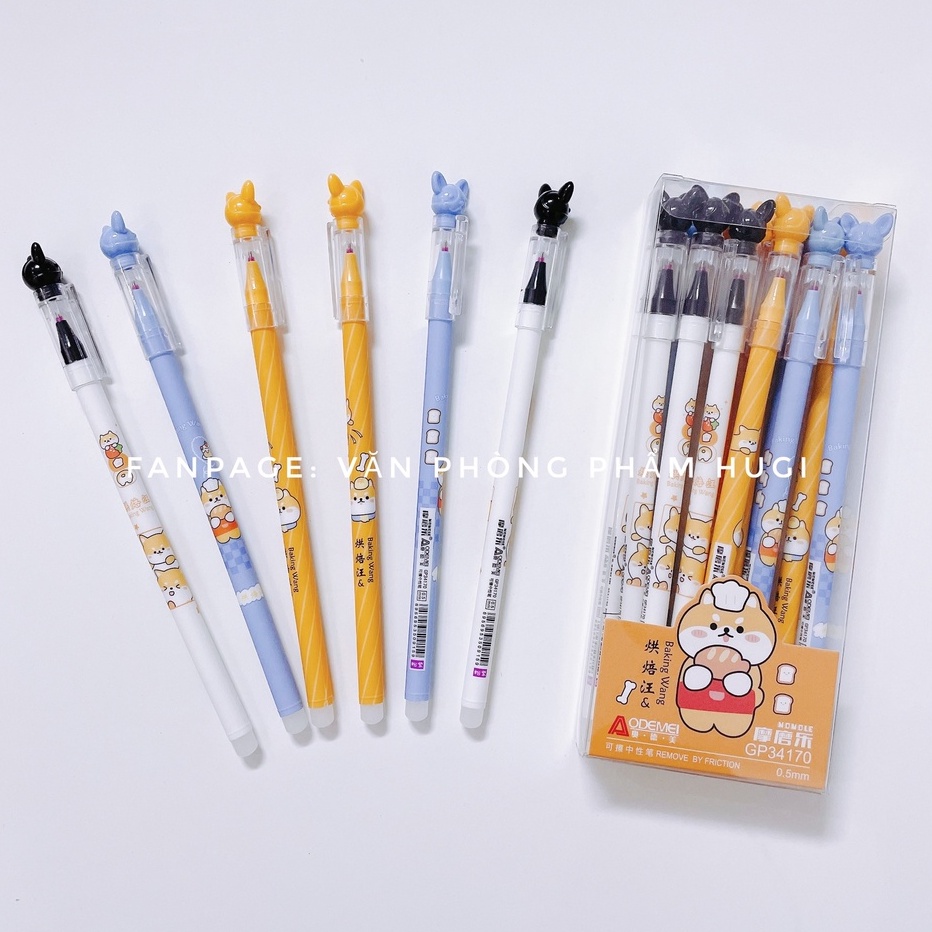 Hộp 12 Cây Bút Gel Bôi Xóa Được  Mực Xanh/Tím dành cho học sinh