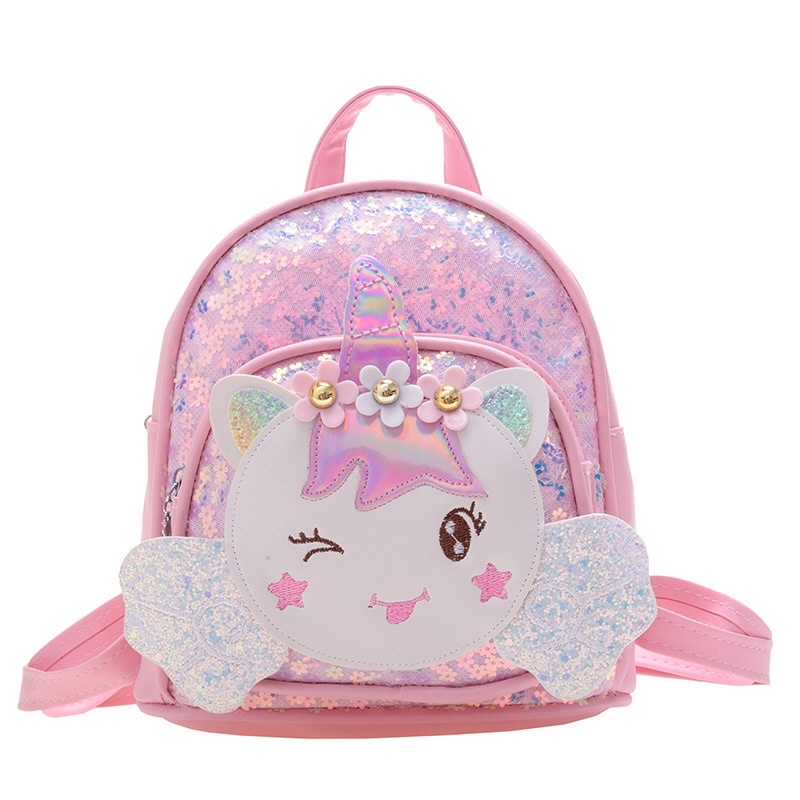 Balo Kì lân Unicorn kim sa 3D size 21x20cm xịn sò cực chất cho bé 🦄
