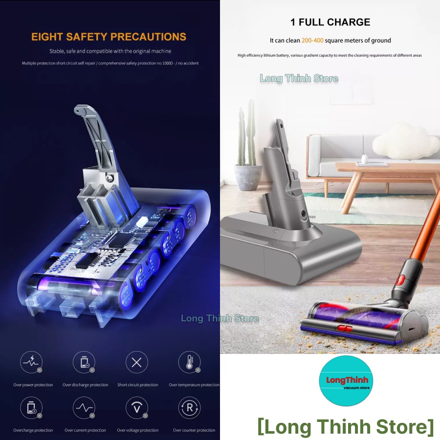 BH 6 Tháng - Pin thay thế máy hút bụi DYSON V7 SV11 chất lượng cao
