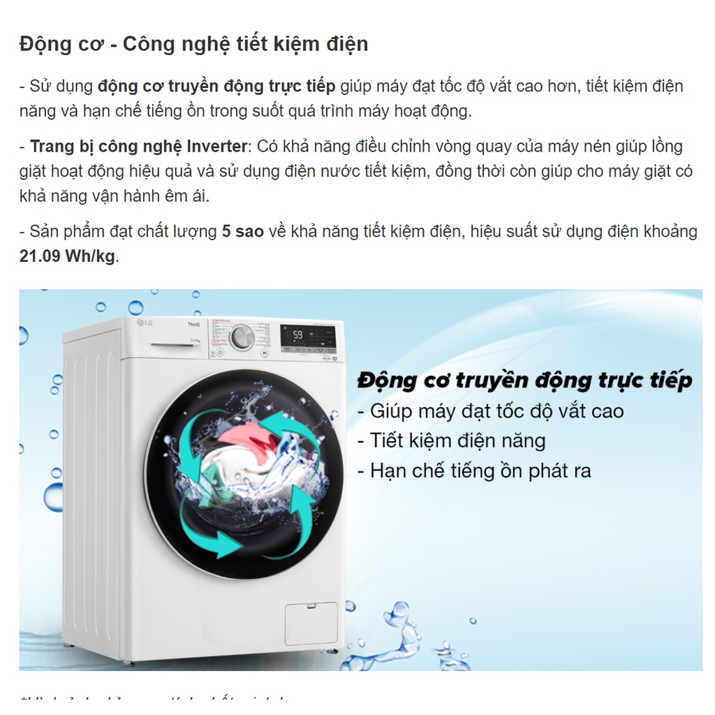 Máy giặt sấy LG Inverter 11 kg FV1411D4W model 2022  - Điện Máy Kho Rẻ