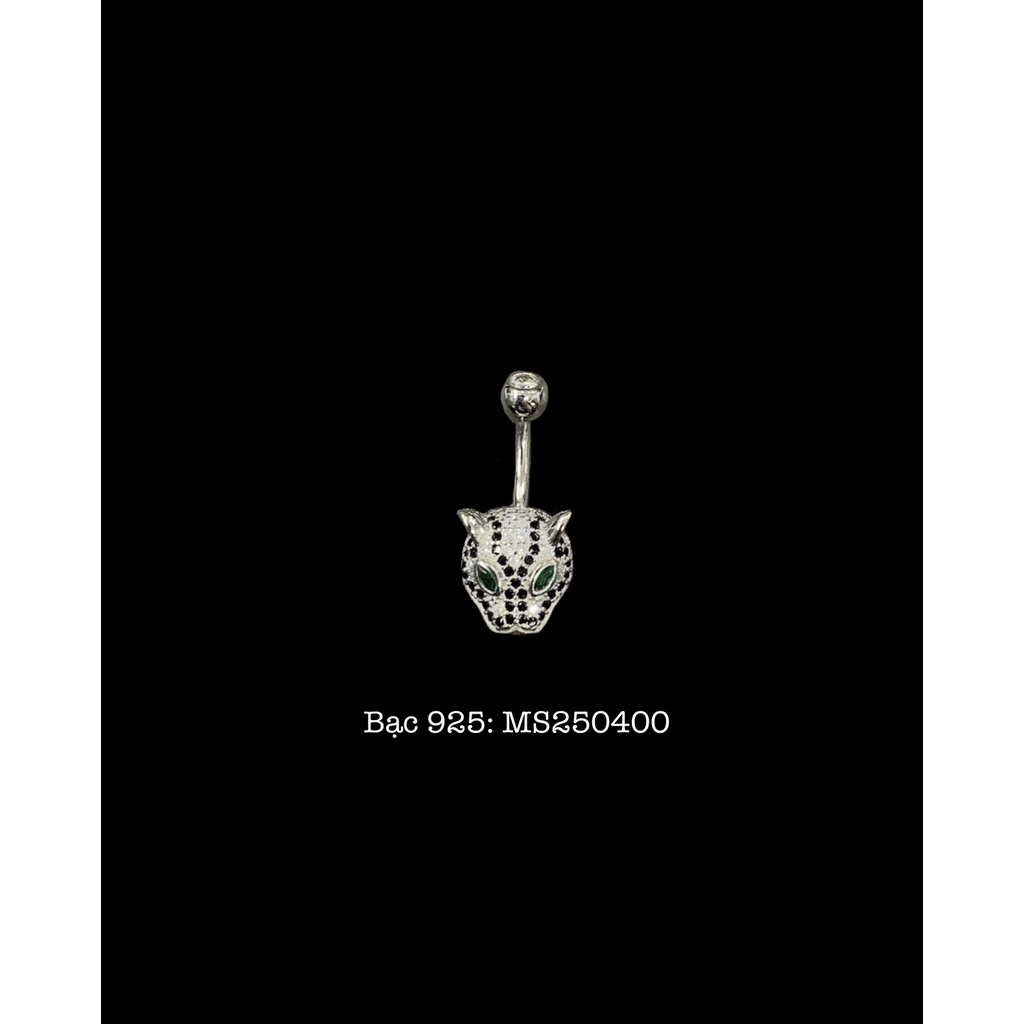 KHUYÊN RỐN BẠC 925 HÌNH BÁO ĐÍNH ĐÁ