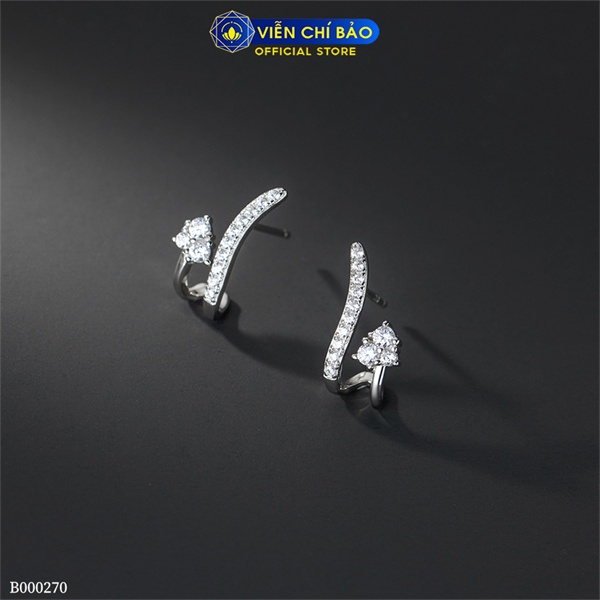 Bông tai bạc nữ Holy Đính đá chất liệu bạc 925 thời trang phụ kiện trang sức Viễn Chí Bảo B000270