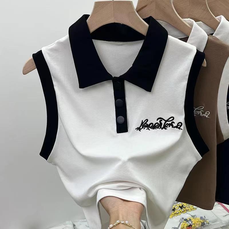 Áo Thun Polo Sát Nách Phong Cách Vintage Thời Trang Mùa Hè Dành Cho Nữ