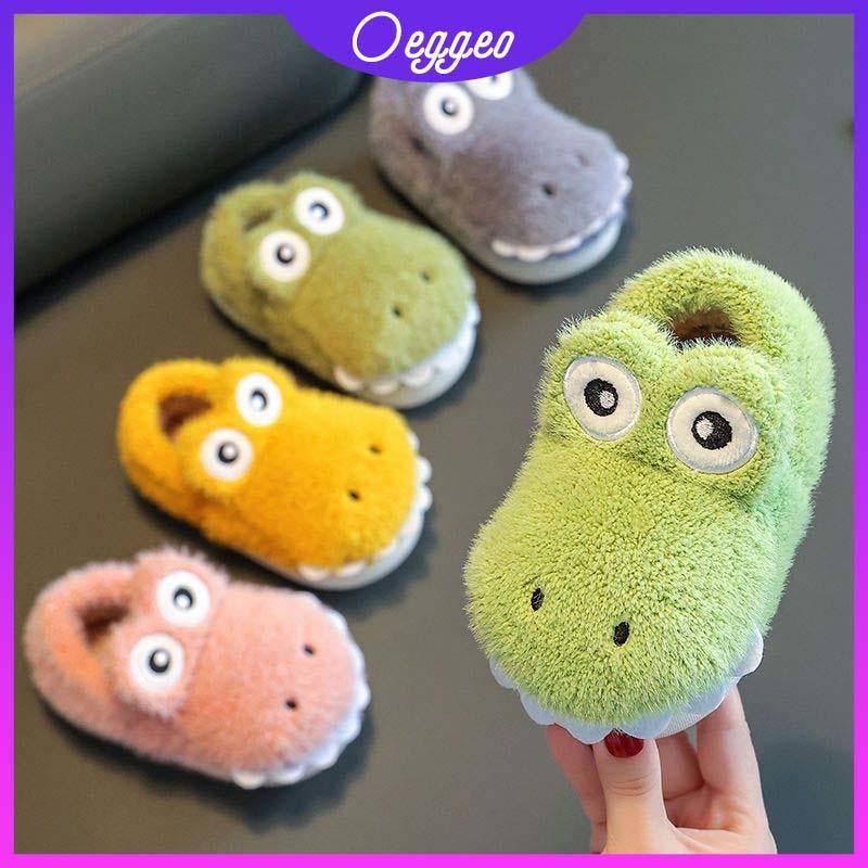 Oeteo Giày Bông Đi Trong Nhà Hình Cá Sấu Hoạt Hình Cho Bé