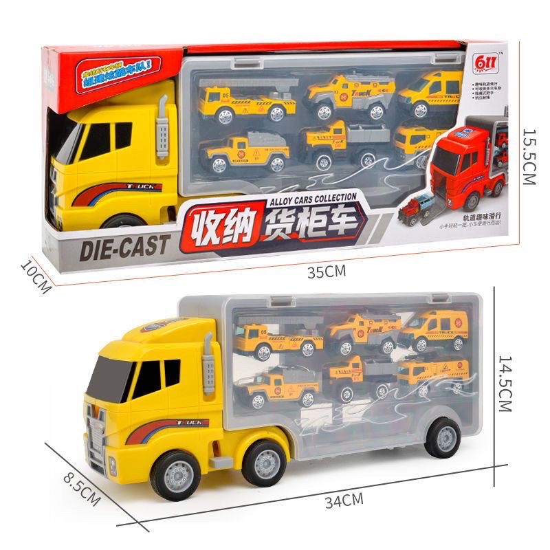 Xe ô tô 6in1, bộ sưu tập xe ô tô đồ chơi set 1 xe lớn chứa 6 xe nhỏ