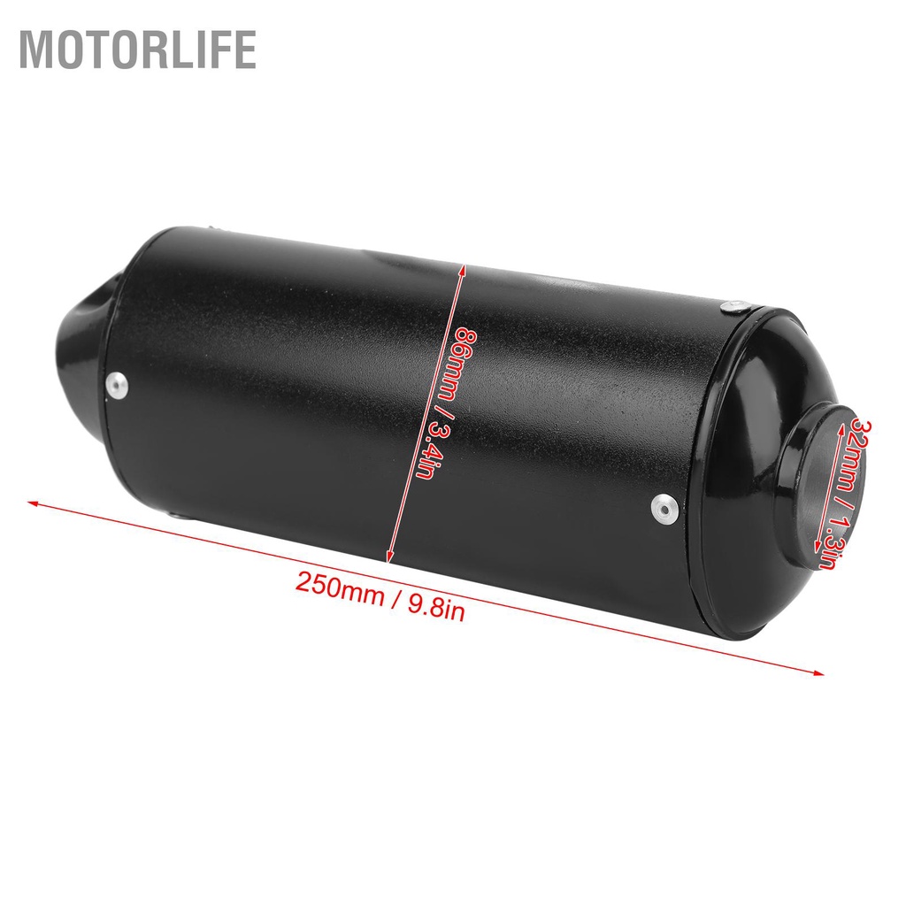 Motorlife 32Mm/1.3in Ống Xả Bịt Hãm Thanh Đen Cho 90cc 110cc 125cc 150cc 160cc ATV Hố Xe Đạp Máy
