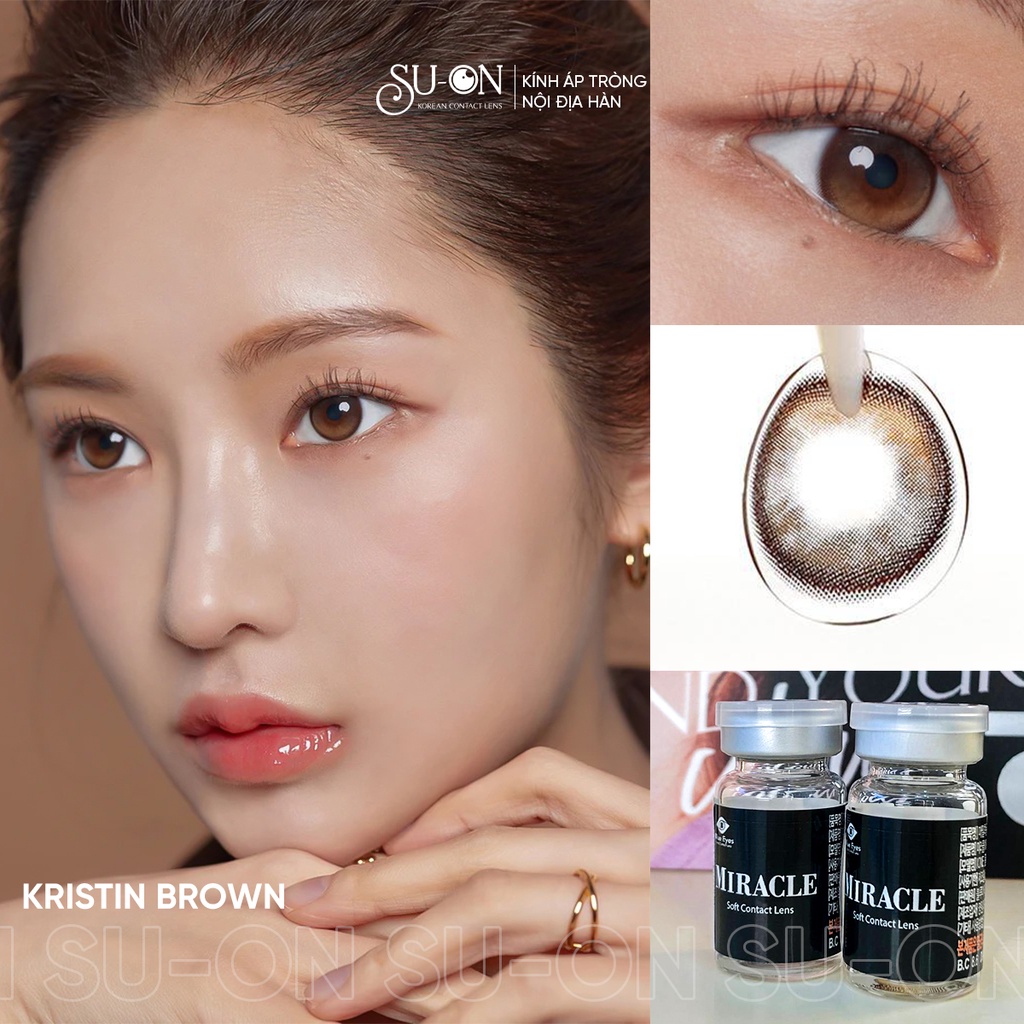 Lens cận nâu/xám tự nhiên COLLY BROWN/GRAY, kính áp tròng Hàn Quốc chính hãng 14mm, siêu êm và mềm 6 tháng