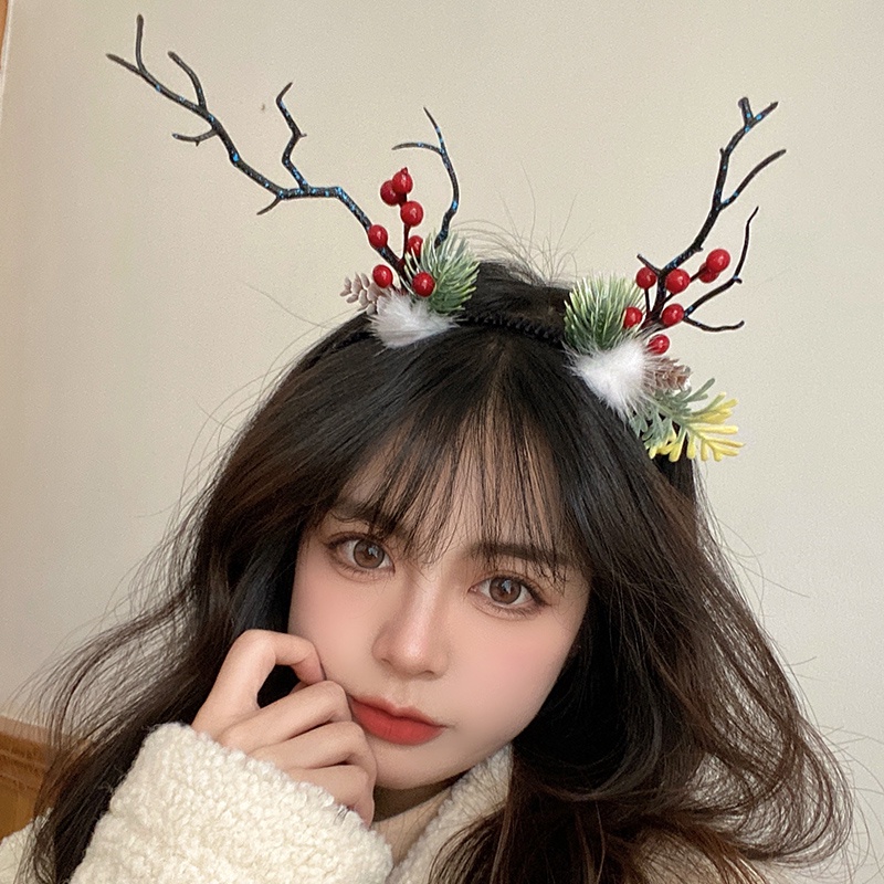 Băng Đô Cài Tóc Hình Sừng Tuần Lộc Dễ Thương