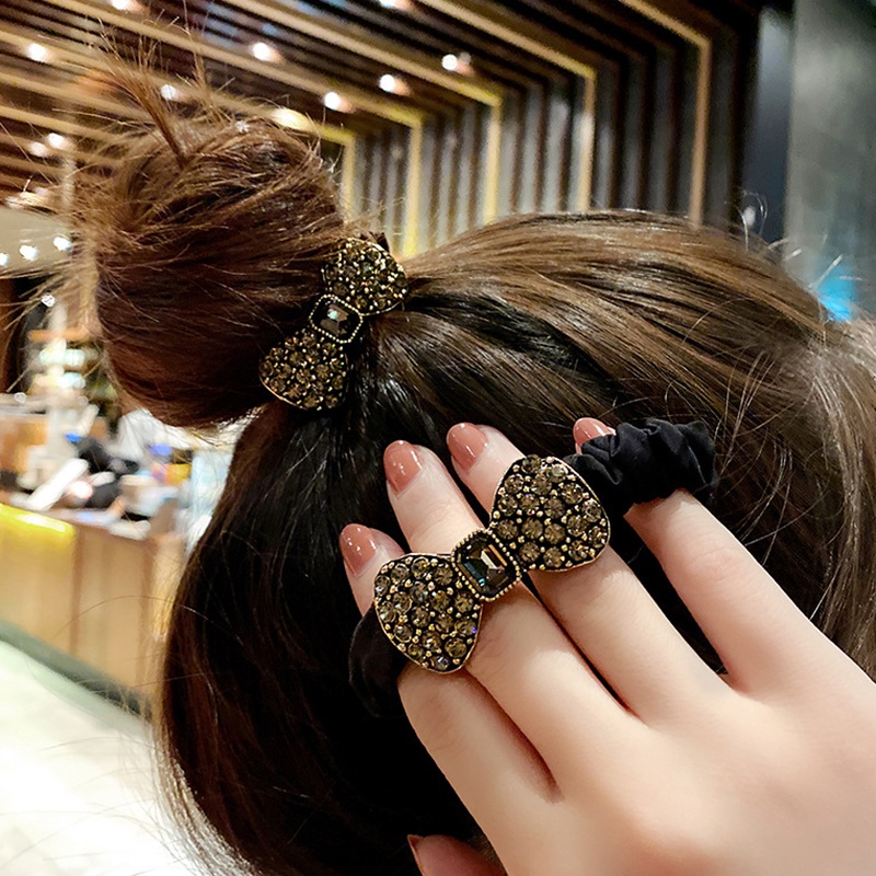 Dây Cột Tóc Co Giãn Đính Đá Pha Lê Lấp Lánh Thời Trang Cho Nữ