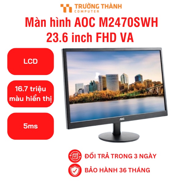 Màn hình máy tính giá rẻ AOC M2470SWH 23.6 inch FHD VA ,màn hình chính hãng AOC- BH chính hãng 36 tháng toàn quốc