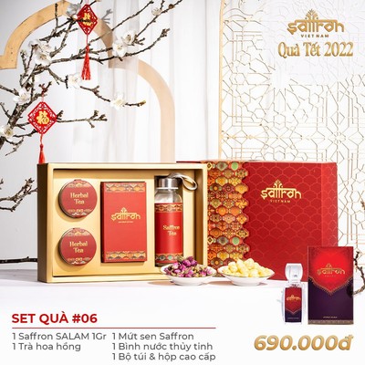 Quà trung thu sang trọng Nhụy hoa nghệ tây Saffron Salam và trà