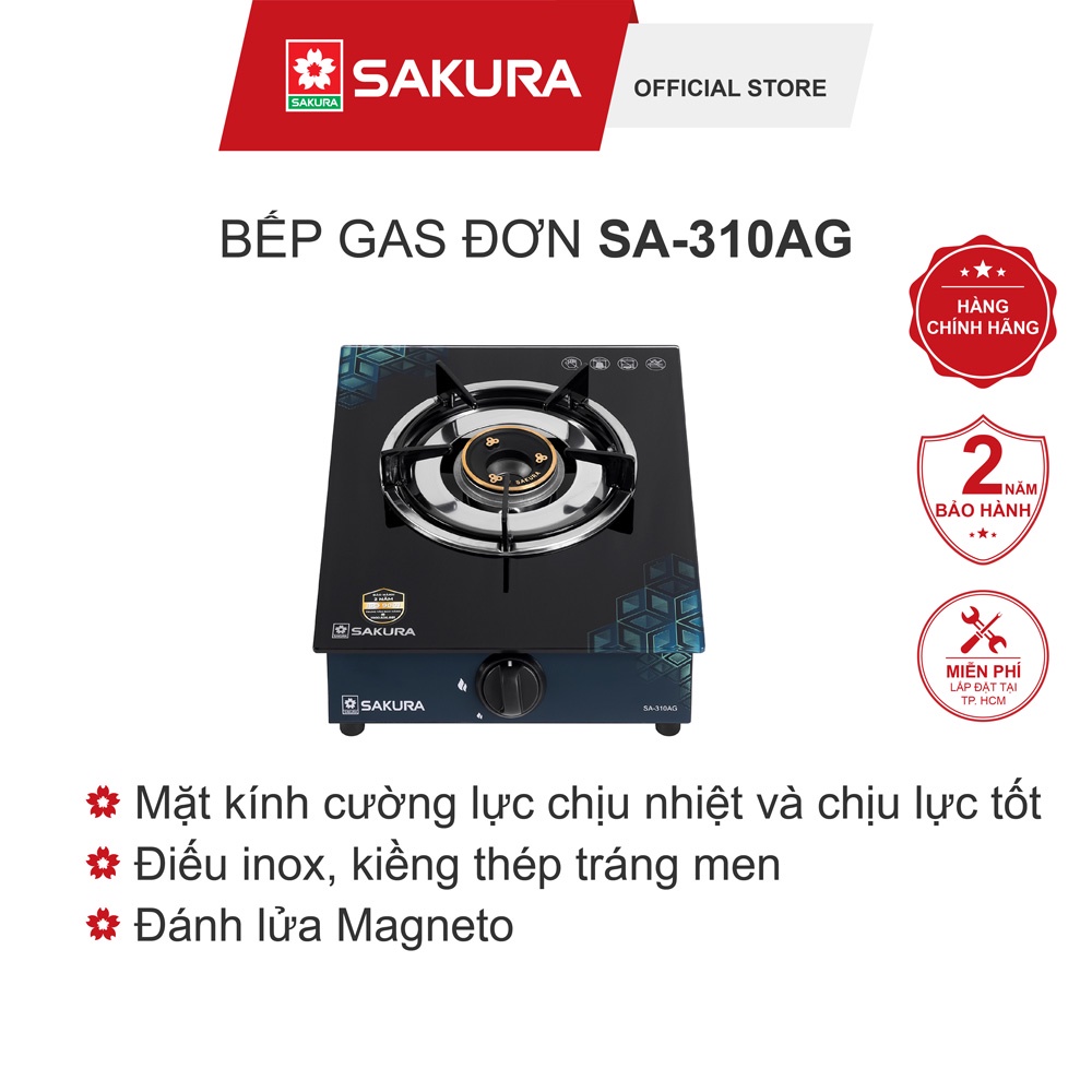 Bếp Gas Đơn SAKURA SA-310AG Mặt Kính Cường Lực - Bảo Hành 24 Tháng