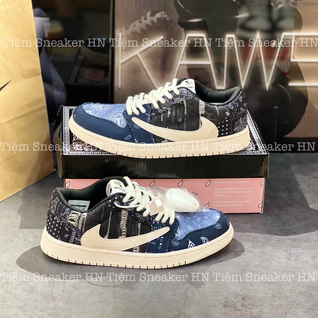 Giày Thể Thao Sneaker SB Dunk Low x Travis Thổ Cẩm Xanh Blue Nam Nữ Tặng Tất