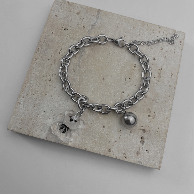 Vòng Tay / Mặt Dây Chuyền Hình Gấu Hoạt Hình Bằng Nhựa Resin Trong Suốt Dễ Phối Đồ Thời Trang Unisex