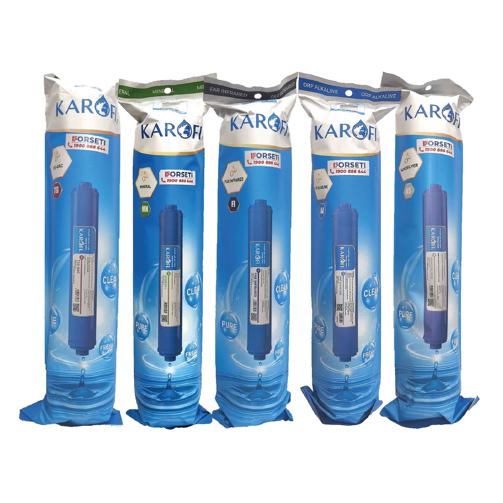 Combo 6 lõi lọc nước Karofi (1 màng RO100HR và 5 lõi chức năng gồm 2T33, 1Min, 1 Far và 1 Nano )