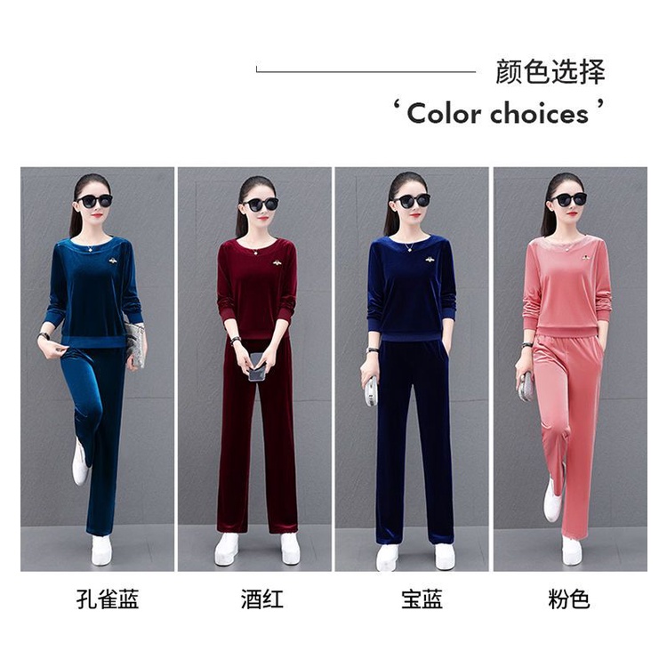 Set Đồ Thể Thao 4 Món Bằng Nhung Dài Tay Giữ Ấm Tùy Chọn Cho Nữ