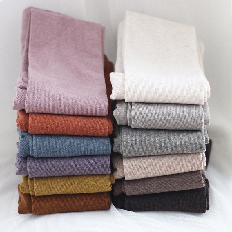 Cute Byte Quần Tất Legging Cotton Nhung Màu Trơn Lưng Cao Co Giãn Giữ Ấm Mùa Đông Dễ Thương Cho Nữ