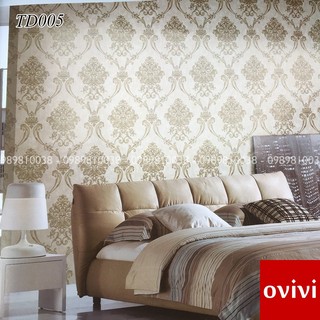 Giấy dán tường hoa văn cổ điển châu âu Cho Phòng ngủ  giấy lụa đẹp Không Keo 53 cm