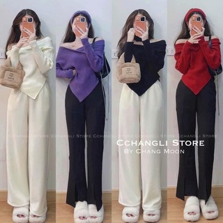 Áo len chéo vạt cổ V kèm choker dây cổ rời cá tính Hàng QCCC