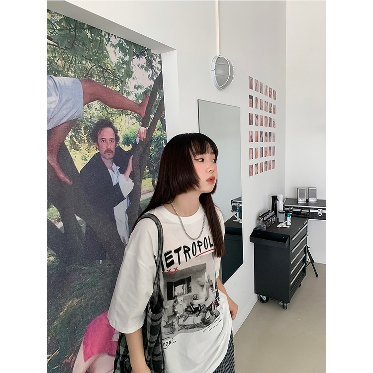 Áo Thun Tay Ngắn Màu Trắng Thiết Kế Đơn Giản Thời Trang Theo Phong Cách Hàn