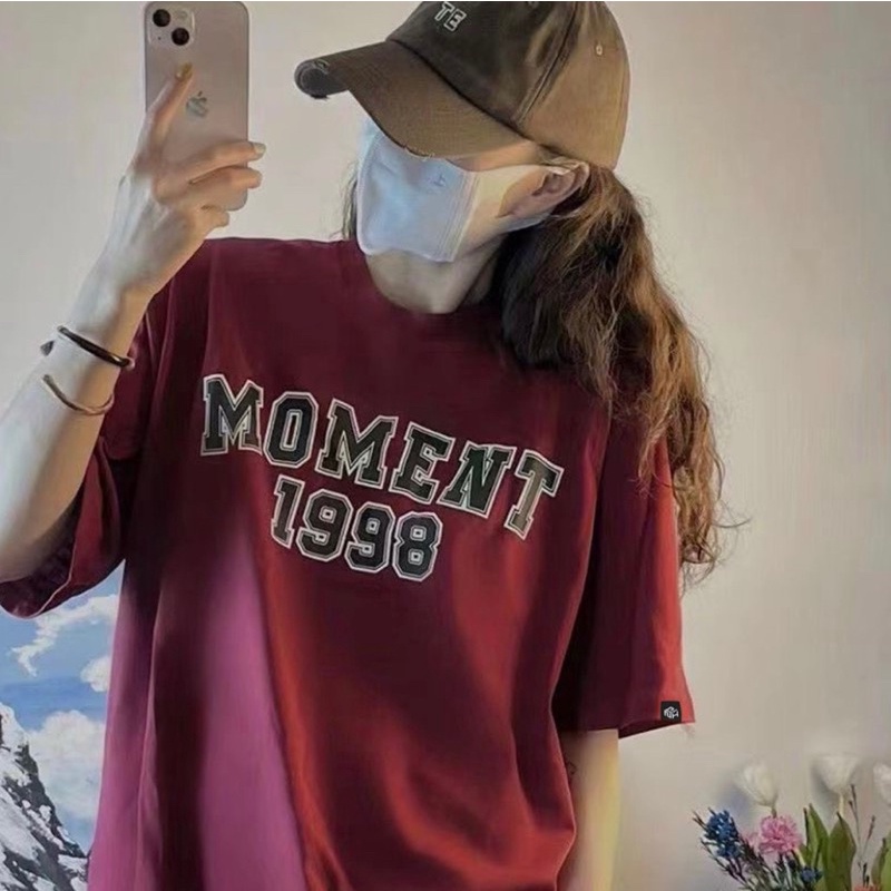 Áo thun phông logo tay nam nữ PINK tay lỡ form rộng MOMENT 1998 Unisex | BigBuy360 - bigbuy360.vn