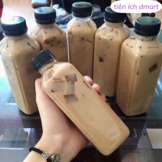 100 chai nhựa 330ml làm trà sữa , trà thái kèm nắp đen