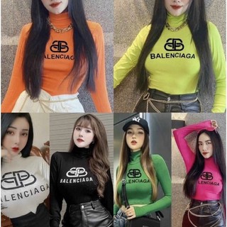 Áo len tăm cổ lọ croptop dài tay nhiều màu co giãn