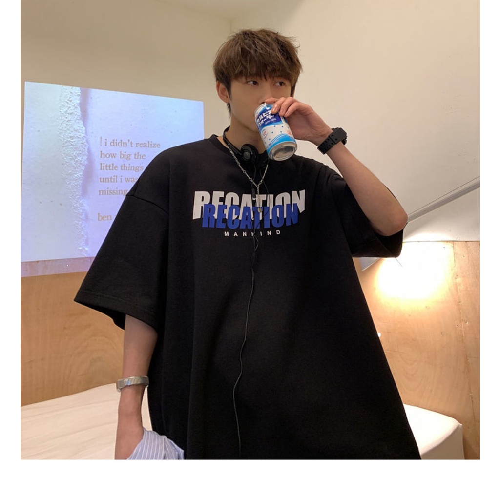 Áo Thun Thời Trang Hàn Quốc Đen Phối Chữ Xanh Siêu Hot