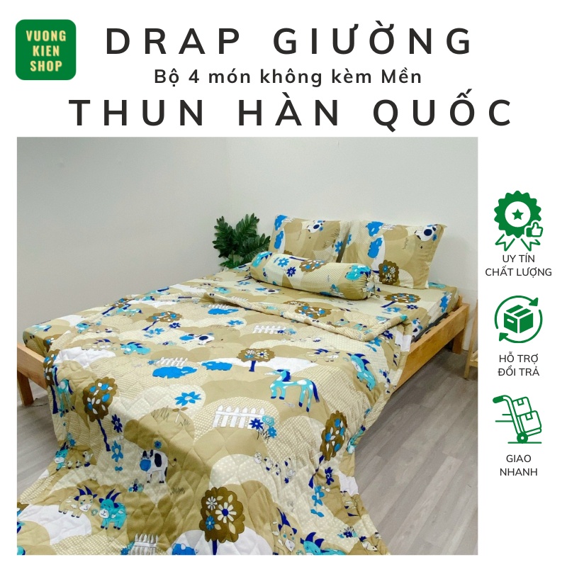 Ga drap thun lạnh Hàn Quốc đủ kích thước từ 1m đến 1m8 x 2m, bộ 4 món hoặc drap lẻ không vỏ gối 026
