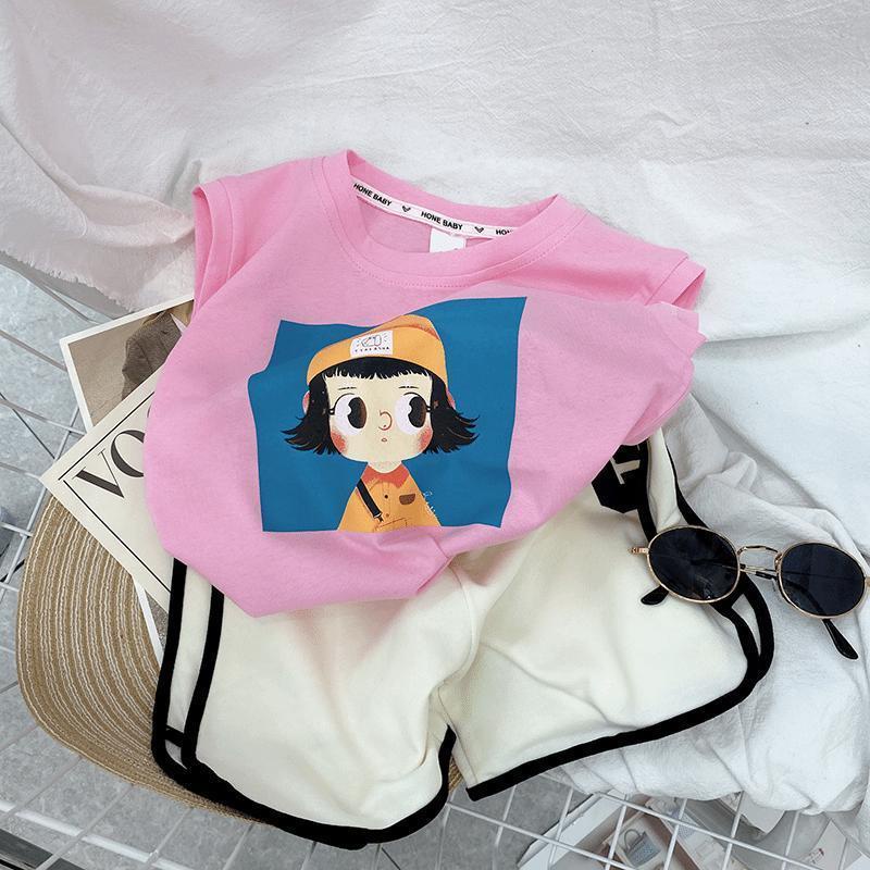 Áo Thun Cotton Không Tay In Họa Tiết Hoạt Hình Phong Cách Phương Tây Thời Trang Mùa Hè Cho Bé Gái