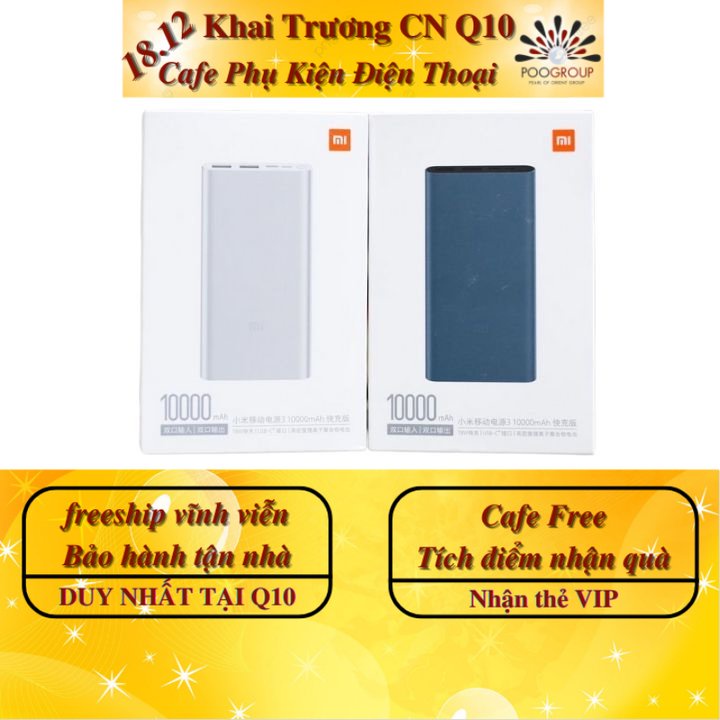 Pin Sạc dự phòng Xiaomi Gen 3 chính hãng 10.000 mAh (2 cổng usb - sạc nhanh 18w)