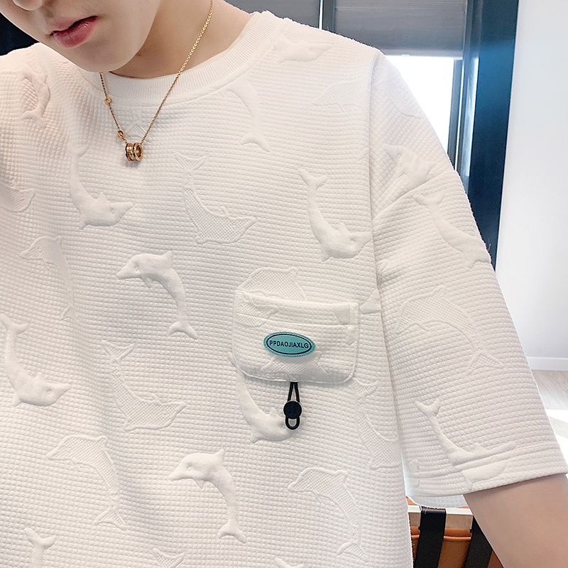 Áo Thun Tay Ngắn Cổ Tròn Dáng Rộng In Hình Cá Heo Thời Trang Mùa Hè Chất Lượng Cao Cho Nam Và Nữ