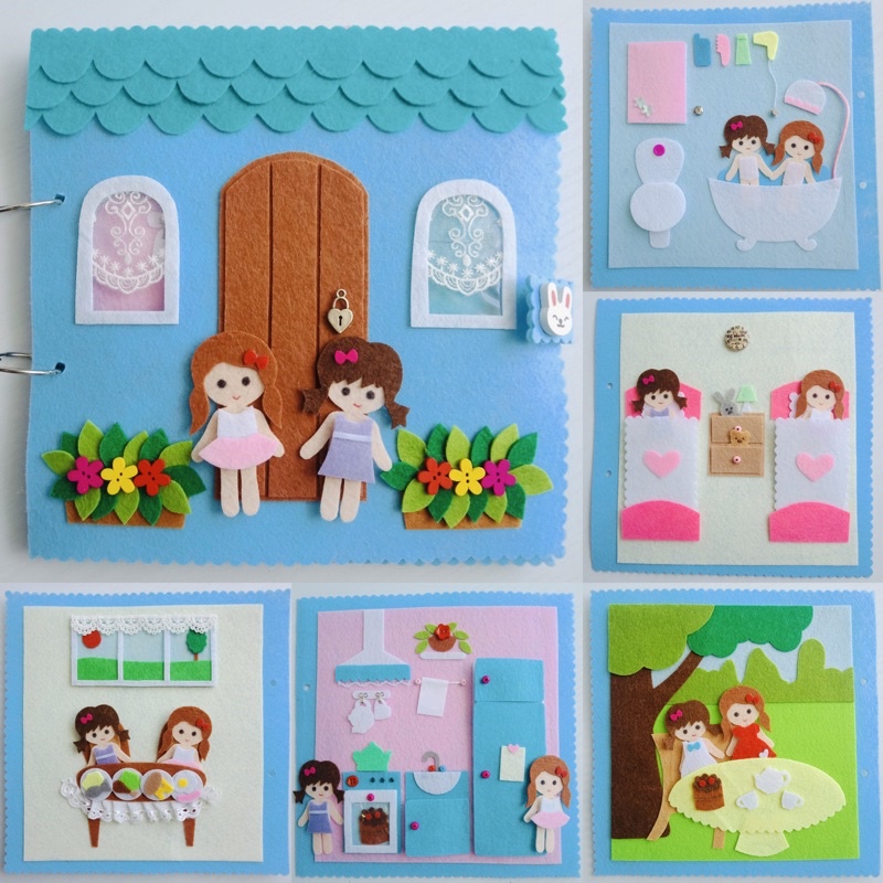 Đồ Chơi Sách Vải Ngôi Nhà Búp Bê ĐÔI BẠN THÂN (Hình thật 100%) - Tulip Store Handmade