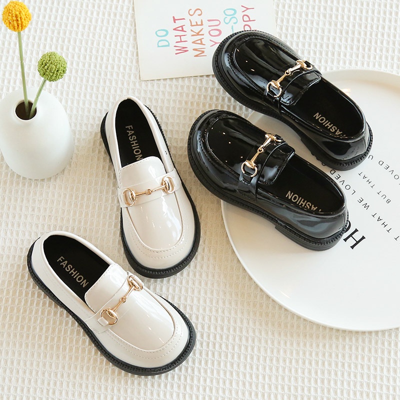 Giày Lười Da Đế Mềm Chống Trượt Phong Cách Anh Quốc Cho Bé Gái 2-16 Tuổi