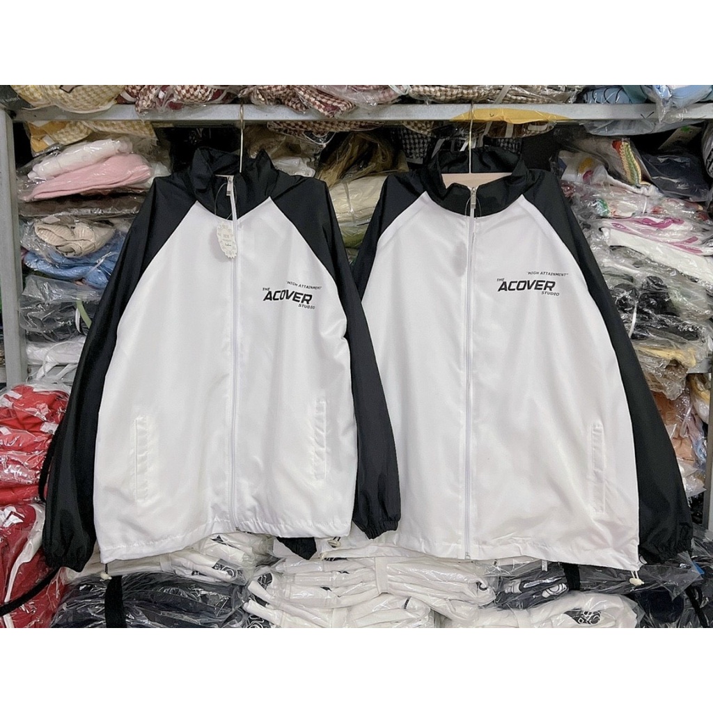 Áo Khoác Dù Thể Thao Phối Màu Trắng Tay Xanh Thời Trang Hàn Quốc - ĐĂNG QUANG CLOTHER