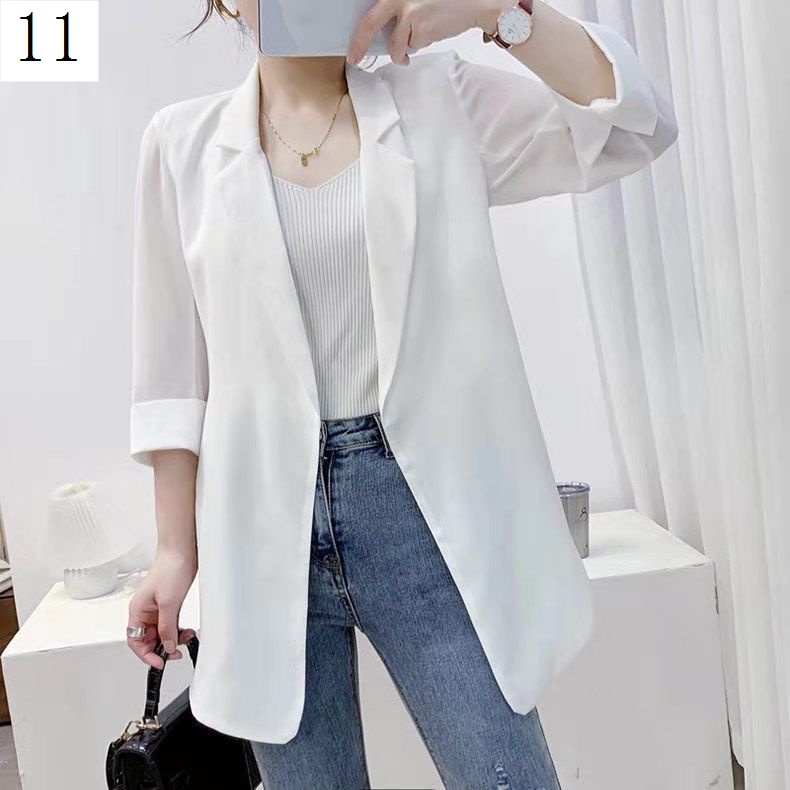 Áo Khoác Blazer Vải Voan Mỏng Dáng Rộng Phong Cách Hàn Quốc Thời Trang Mùa Hè Cho Nữ