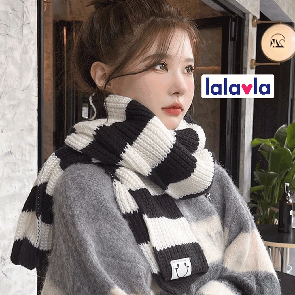 Khăn quàng cổ len nữ đen trắng Cashmere choàng ấm mùa đông phong cách Hàn Quốc dễ thương siêu xinh KL15