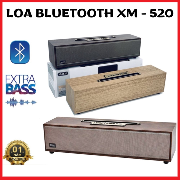 Loa bluetooth XM 520 Bass mạnh - Công suất 20W siêu trầm ấm - Thiết kế vỏ gỗ sang trọng - Bảo hành 12 tháng