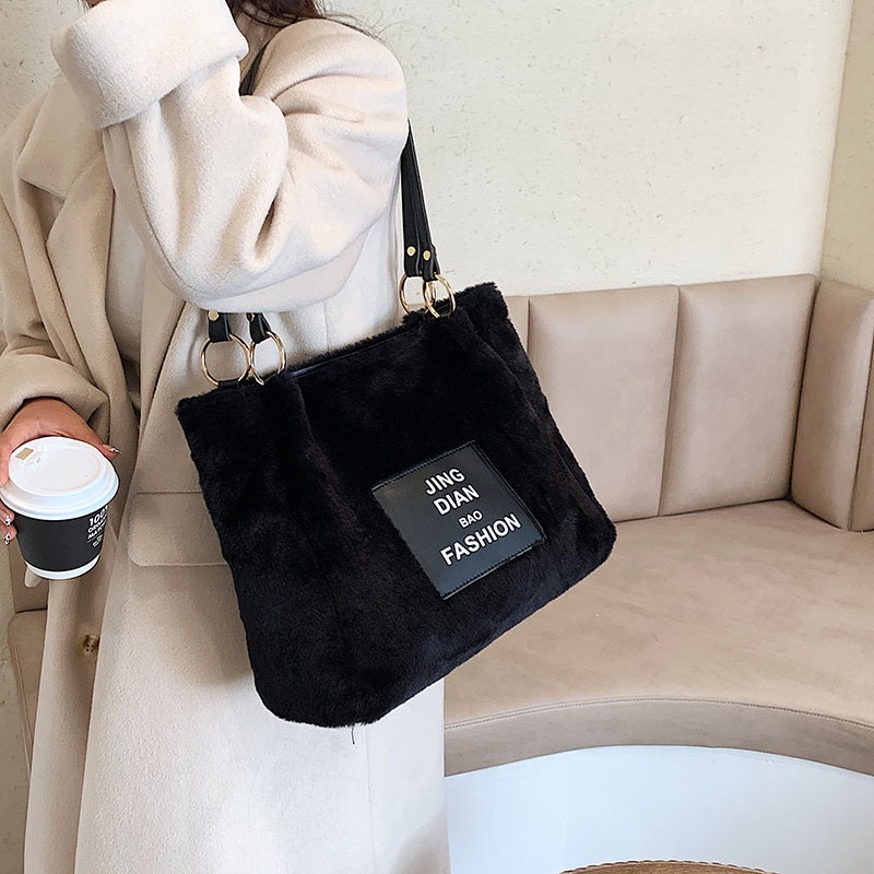 Túi Xách JASMIN NOIR Đeo Chéo Cỡ Lớn Phối Lông Thời Trang Cho Nữ