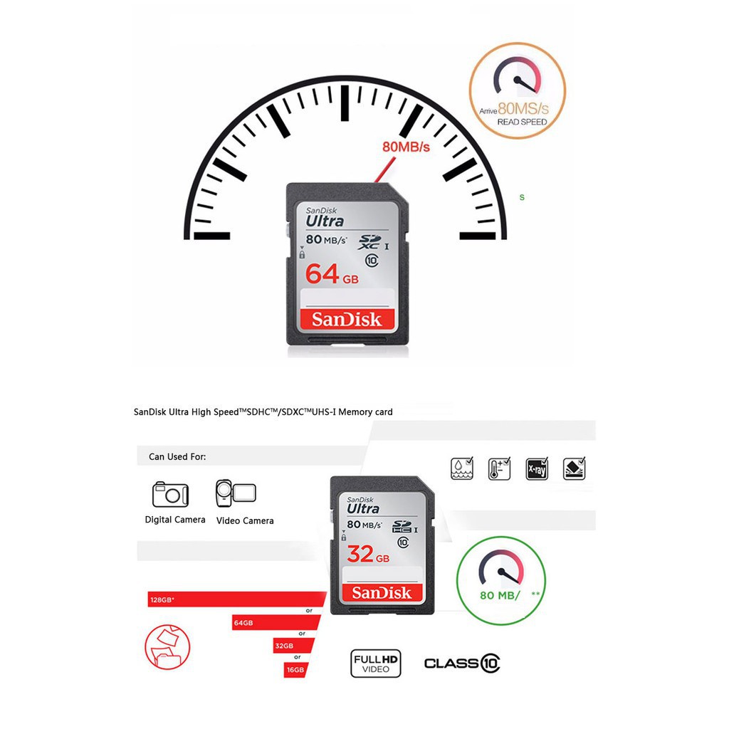Thẻ Nhớ SD 16GB 32GB 64GB 128GB 256GB 80MB / s Canon Nikon SLR 16GB 32GB 64GB 128GB 256GB Chuyên Dụng