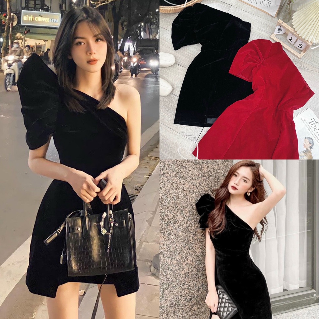 ĐẦM NHUNG LỆCH VAI