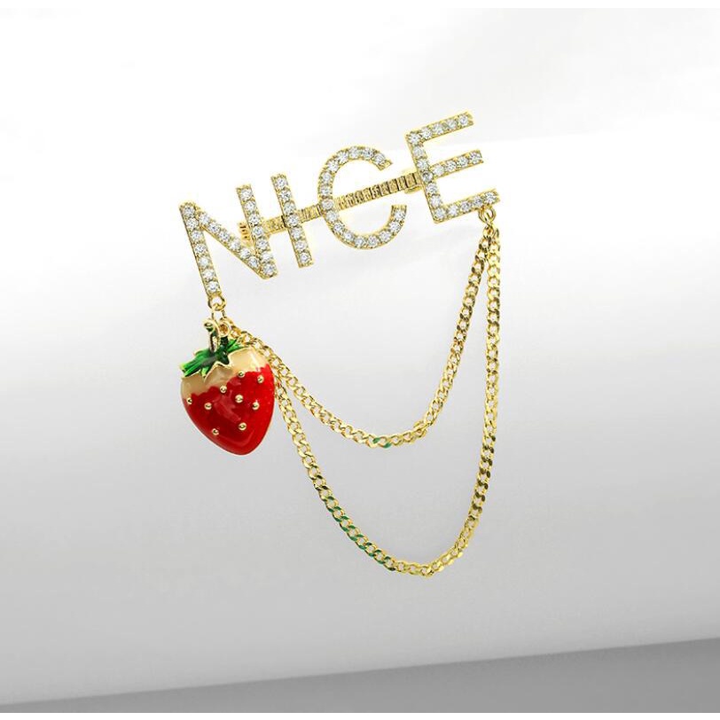 Ghim Cài Áo Tua Rua Dâu Tây Nhỏ Phong Cách Mới Cho Nữ