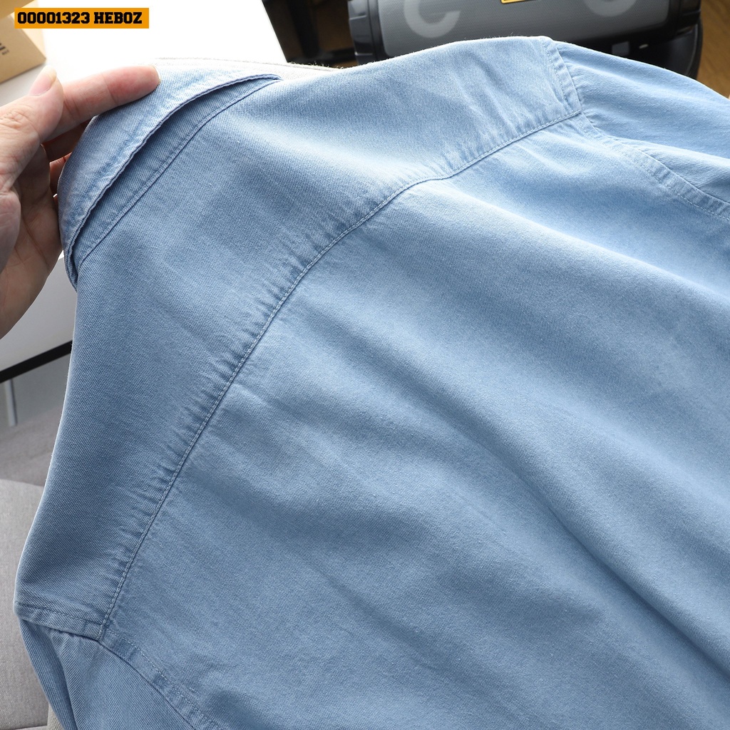 Sơ mi denim cúc bấm Heboz 4M - chất vải denim mỏng, nhẹ và thoáng mát -  00001323