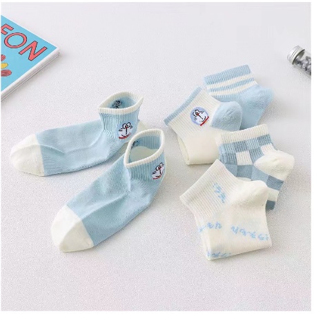 Tất Cổ Ngắn Nữ Xanh Dương Họa Tiết Đôremon Siêu Xinh, Set Vớ Nữ Nhiều Màu Sắc 88346 Shopkhotong vp88