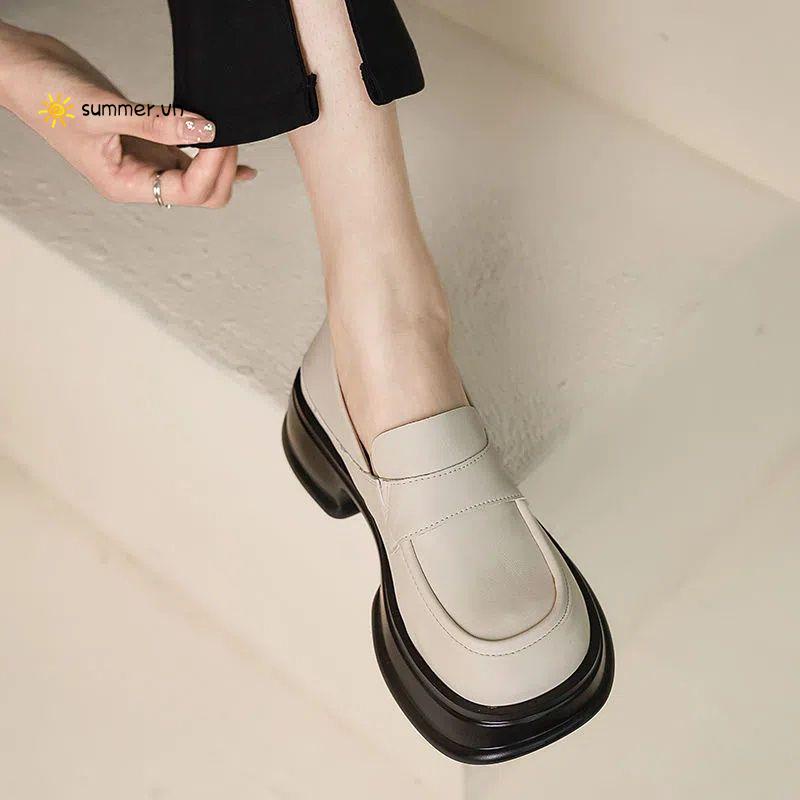 Giày Da Đế Dày Tăng Chiều Cao Phong Cách Anh Quốc Thời Trang Mùa Thu 2022