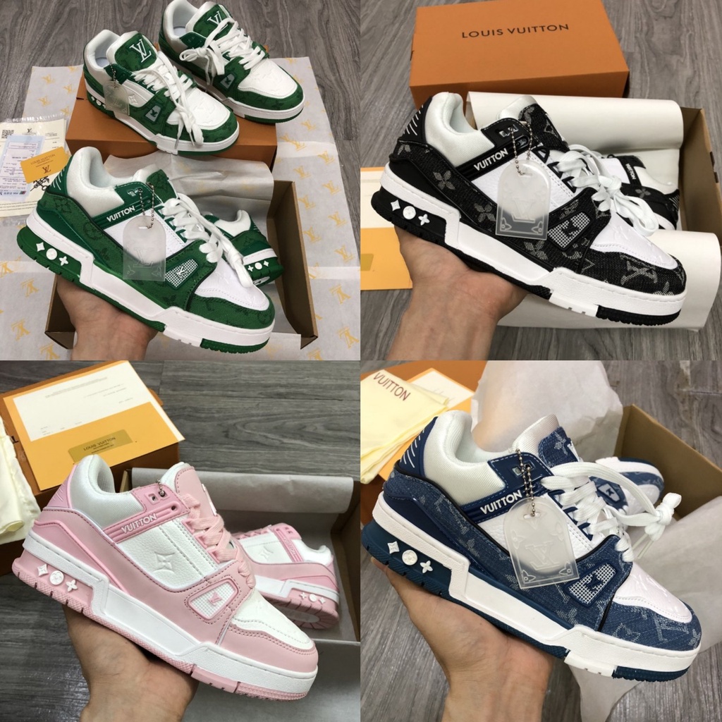 Giày LV trainer Xanh than, Xanh Lá, Giầy thể thao LV màu nâu mới nhất hot trend 2022