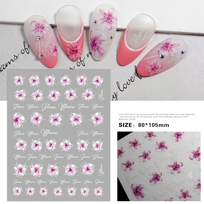 Sticker hoa Trắng trang trí móng siêu xinh