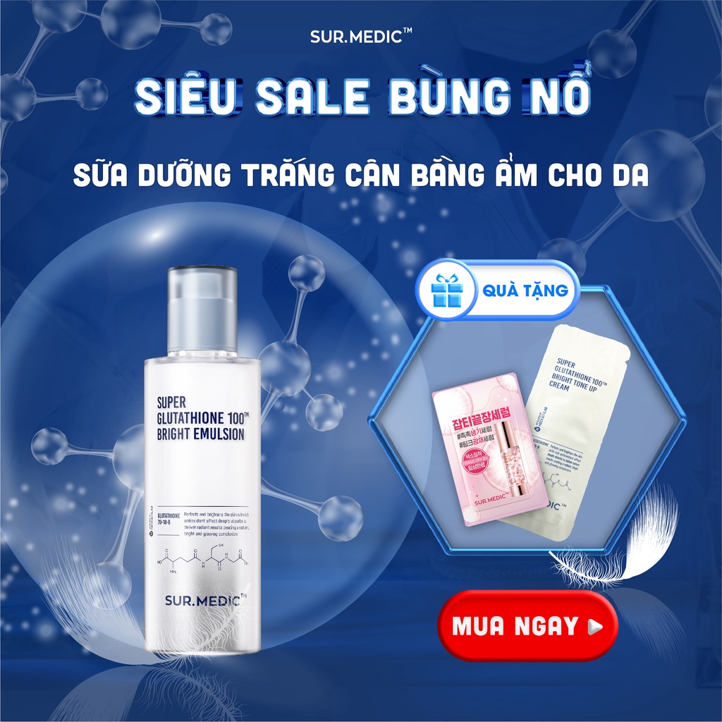 Sữa Dưỡng Trắng, Cân Bằng Ẩm Cho Da SURMEDIC Super Glutathione 100 Bright Emulsion 120ML