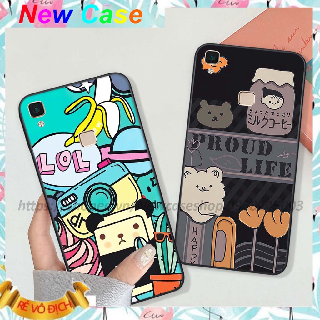 Ốp Vivo V3 MAX in hình 3D Bear Brick,Bear Love,K@ws,Coffee,...