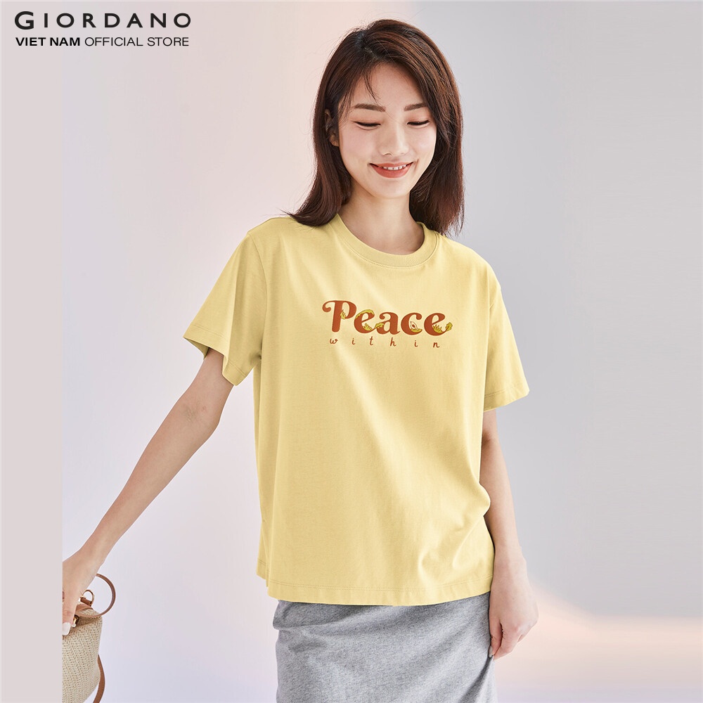 Áo Thun Nữ Ngắn Tay In Hình Printed Tee Giordano 05392213